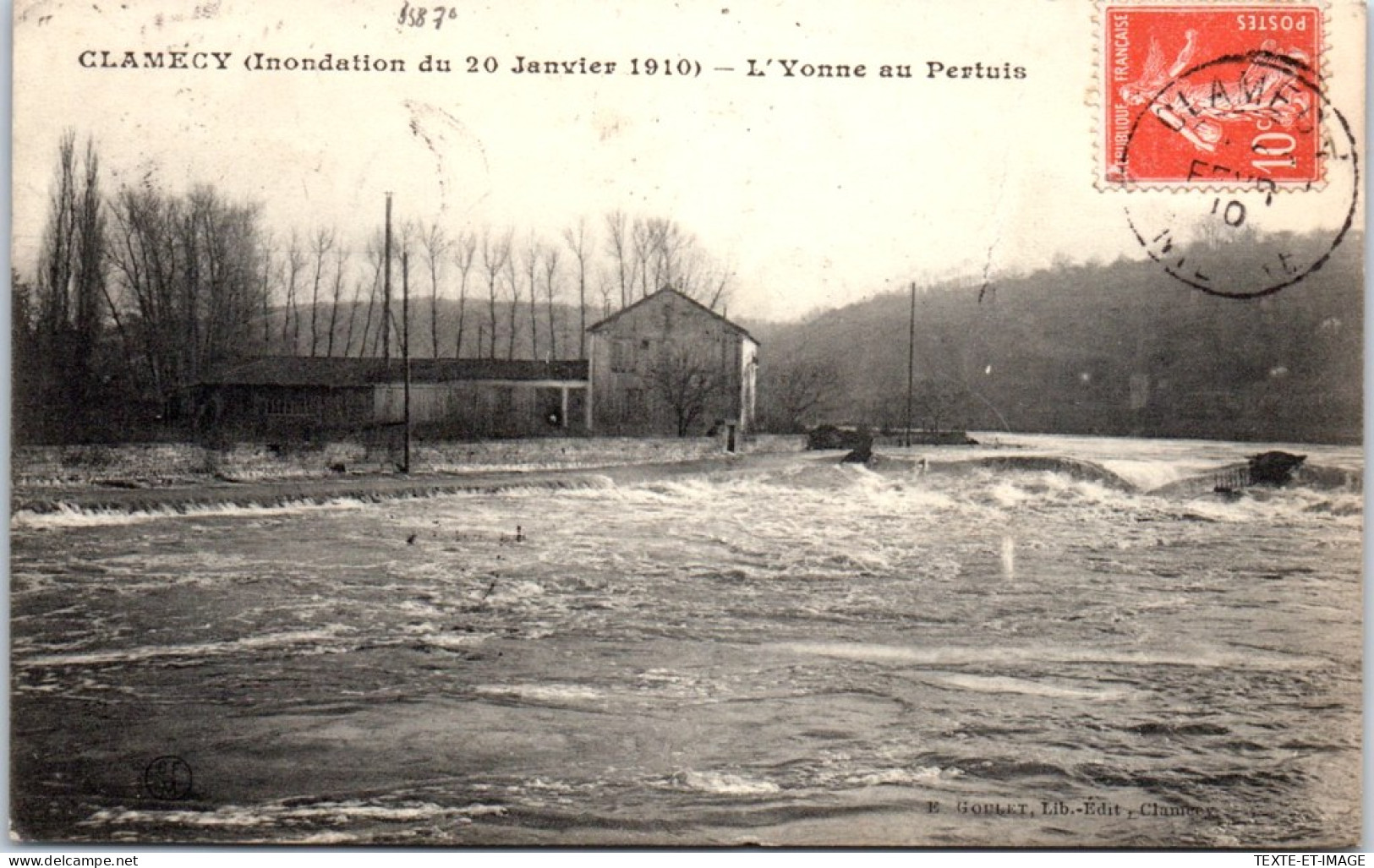 58 CLAMECY - L'yonne Au Pertuis, Crue De 1910 - Clamecy