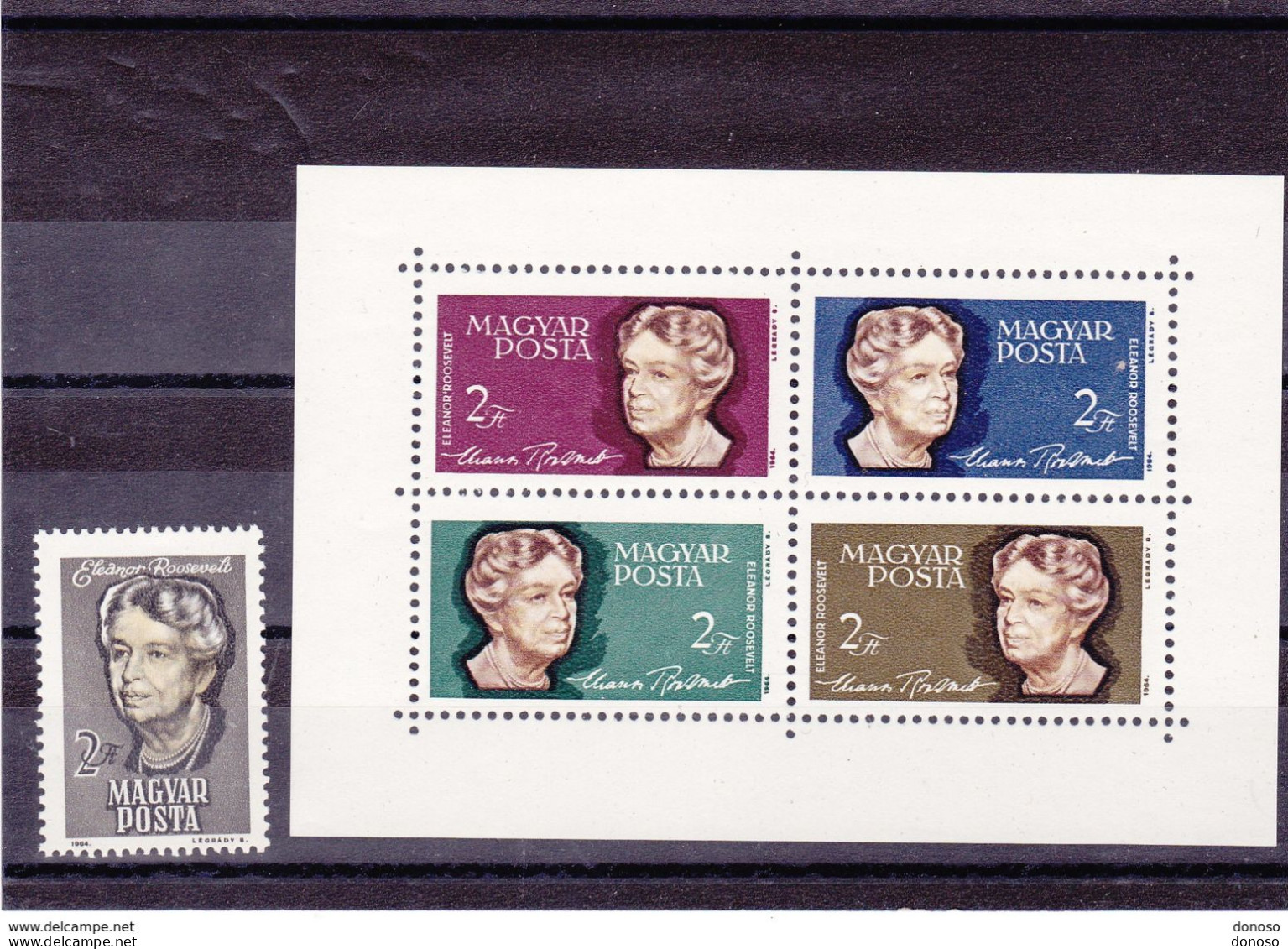 HONGRIE 1964 Eleanor Roosevelt, Droits De L'homme Yvert 1639 + BF 47, Michel 2017 + Bl 41 NEUF** MNH - Unused Stamps