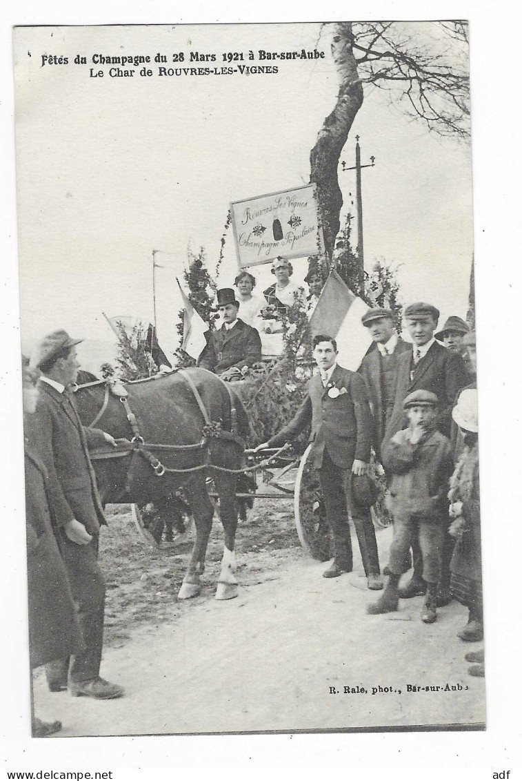 CPA BAR SUR AUBE, FETES DU CHAMPAGNE 1921, LE CHAR DE ROUVRES LES VIGNES, AUBE 10 - Bar-sur-Aube