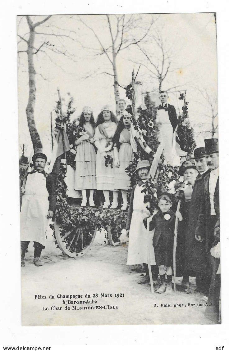 CPA BAR SUR AUBE, FETES DU CHAMPAGNE 1921, LE CHAR DE MONTIER EN L'ISLE, AUBE 10 - Bar-sur-Aube