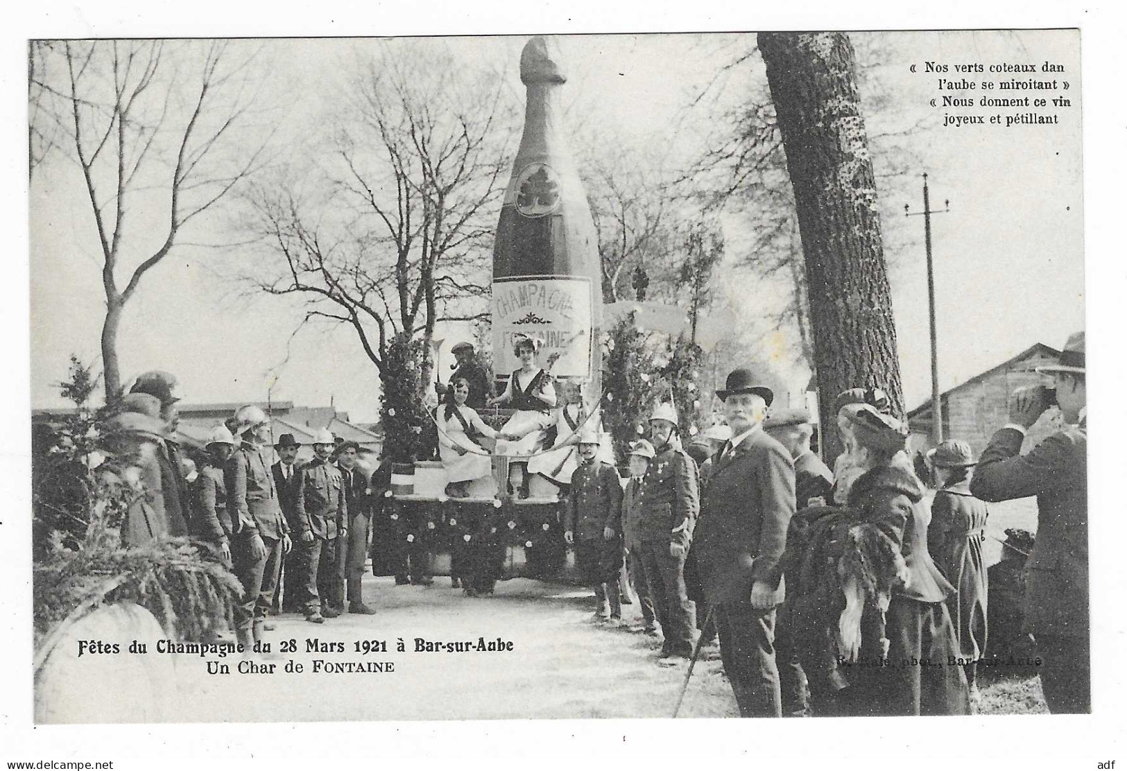 CPA BAR SUR AUBE, FETES DU CHAMPAGNE 1921, UN CHAR DE FONTAINE, AUBE 10 - Bar-sur-Aube