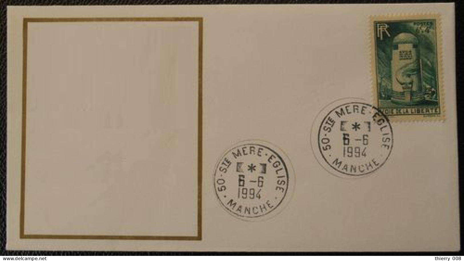 S060 Cachet Temporaire Sainte Mère Eglise 50 Manche Débarquement Libération 6 Juin 1994 - Manual Postmarks