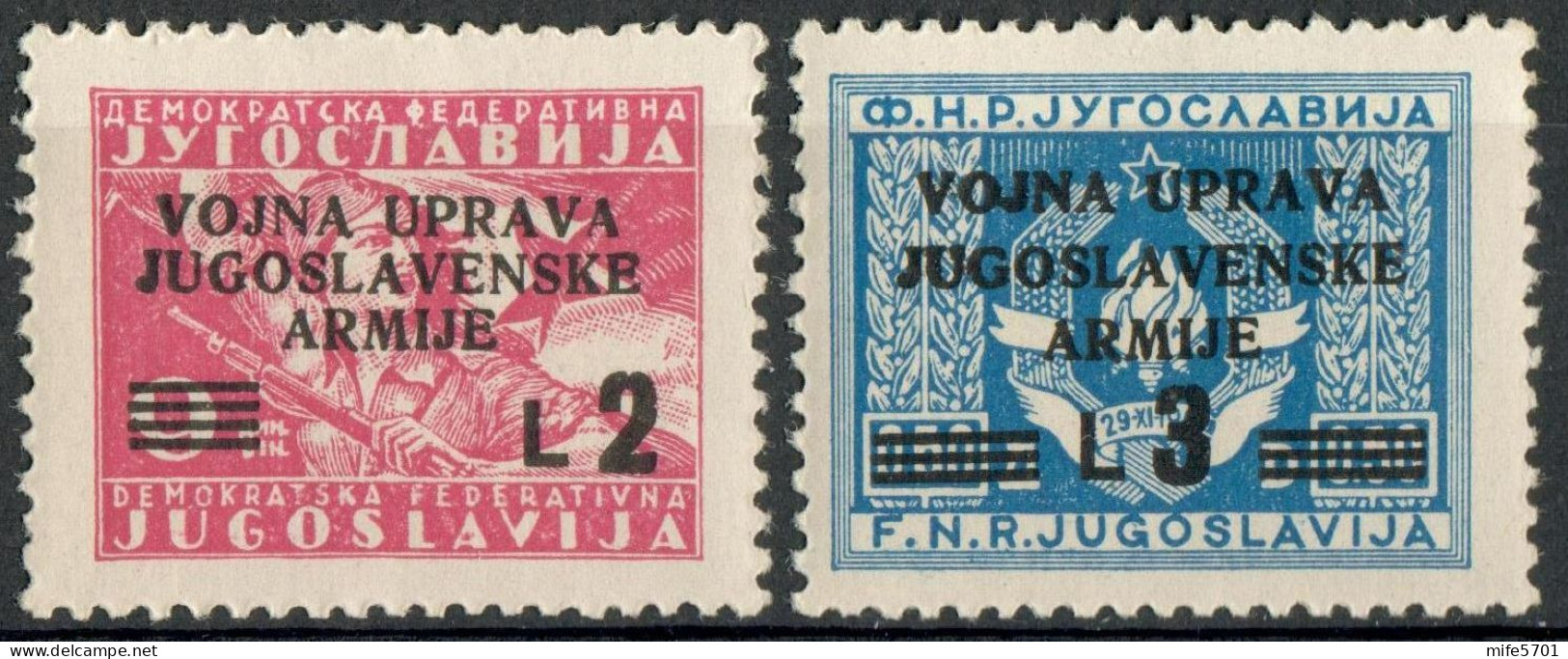 OCCUPAZIONE JUGOSLAVA / LITORALE SLOVENO FRANCOBOLLI JUGOSLAVIA 'VOJNA UPRAVA' L. 2 / L. 3 - MNH SASSONE 67/70 - Joegoslavische Bez.: Slovenische Kusten