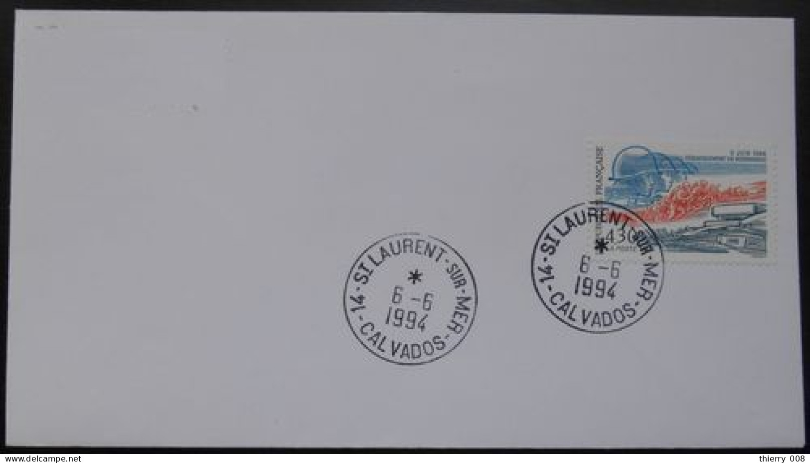 S075 Cachet Temporaire Saint Laurent Sur Mer 14 Calvados Débarquement 6 Juin 1994 - Cachets Manuels