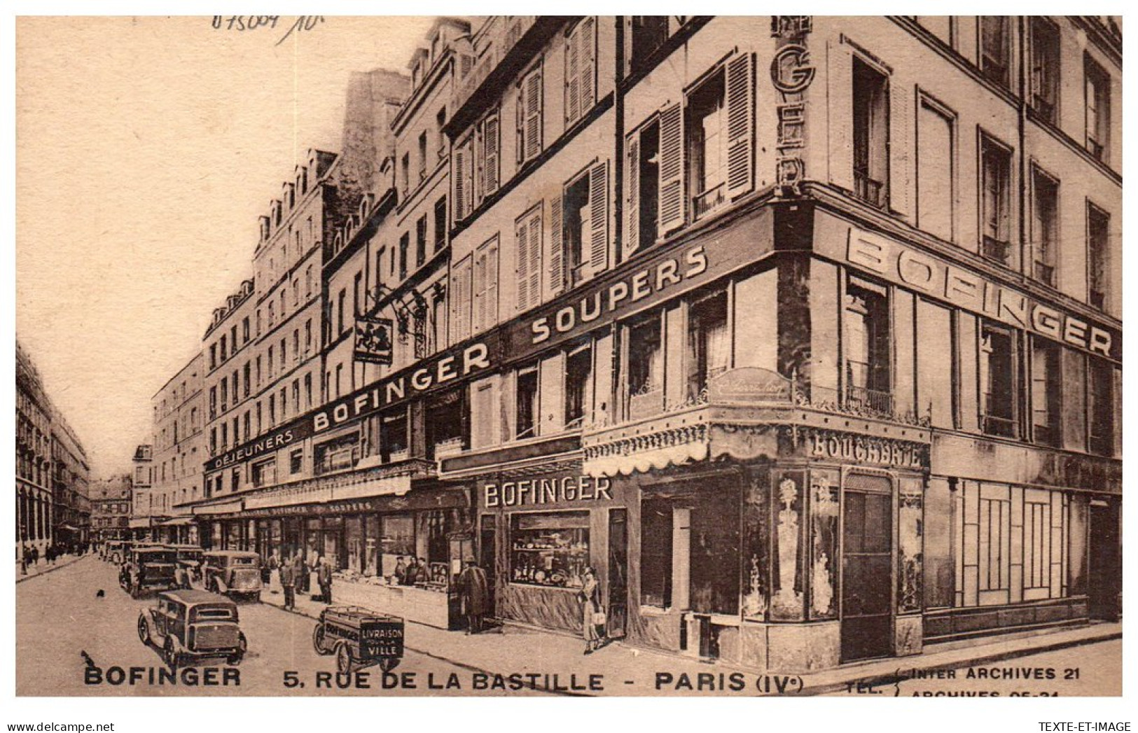 75004 PARIS - Ets BOFINGER Rue De La Bastille. - Arrondissement: 04