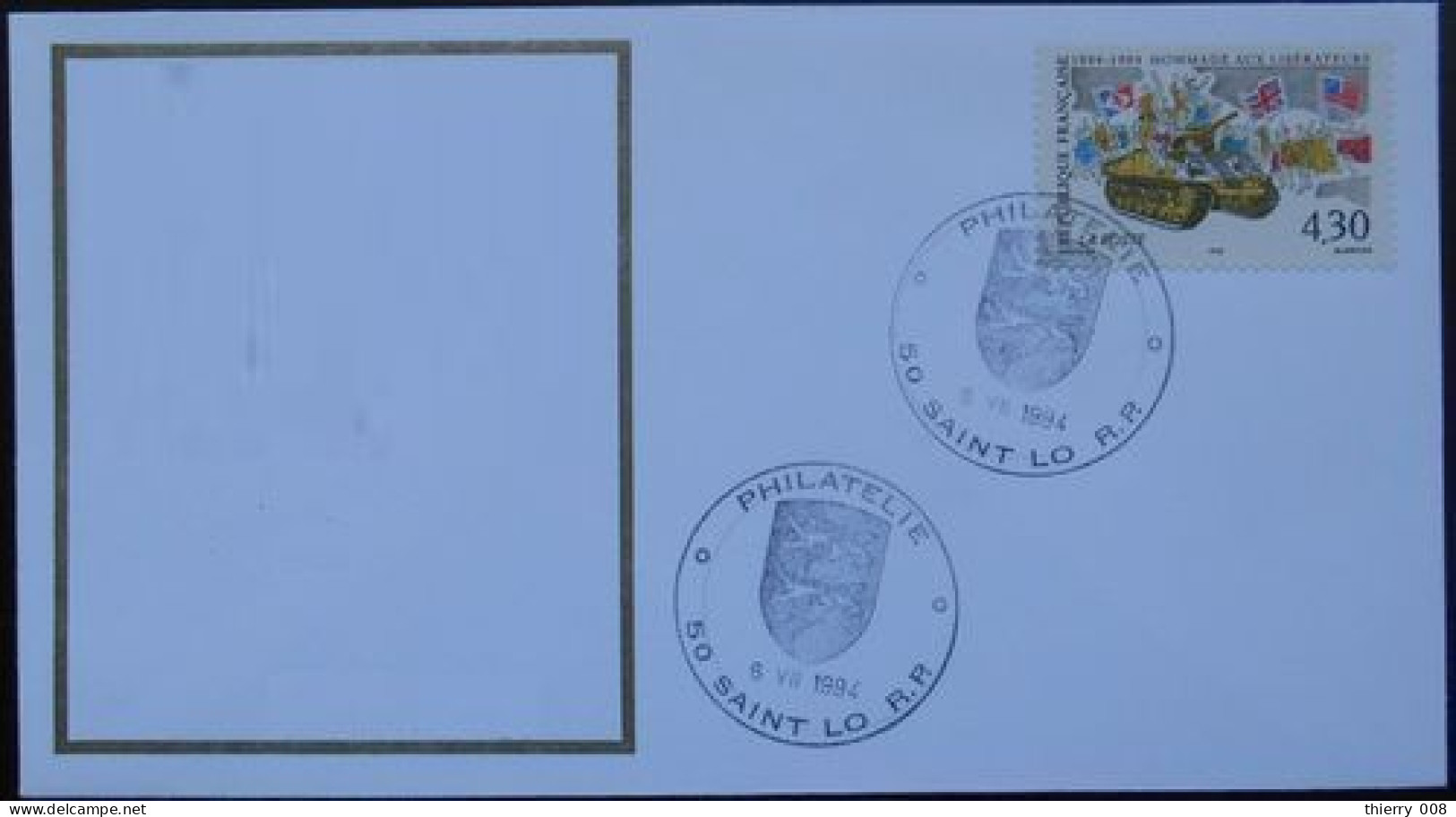 S097 Cachet Temporaire Saint Lo 50 Manche Libération 6 Juillet 1994 - Matasellos Conmemorativos