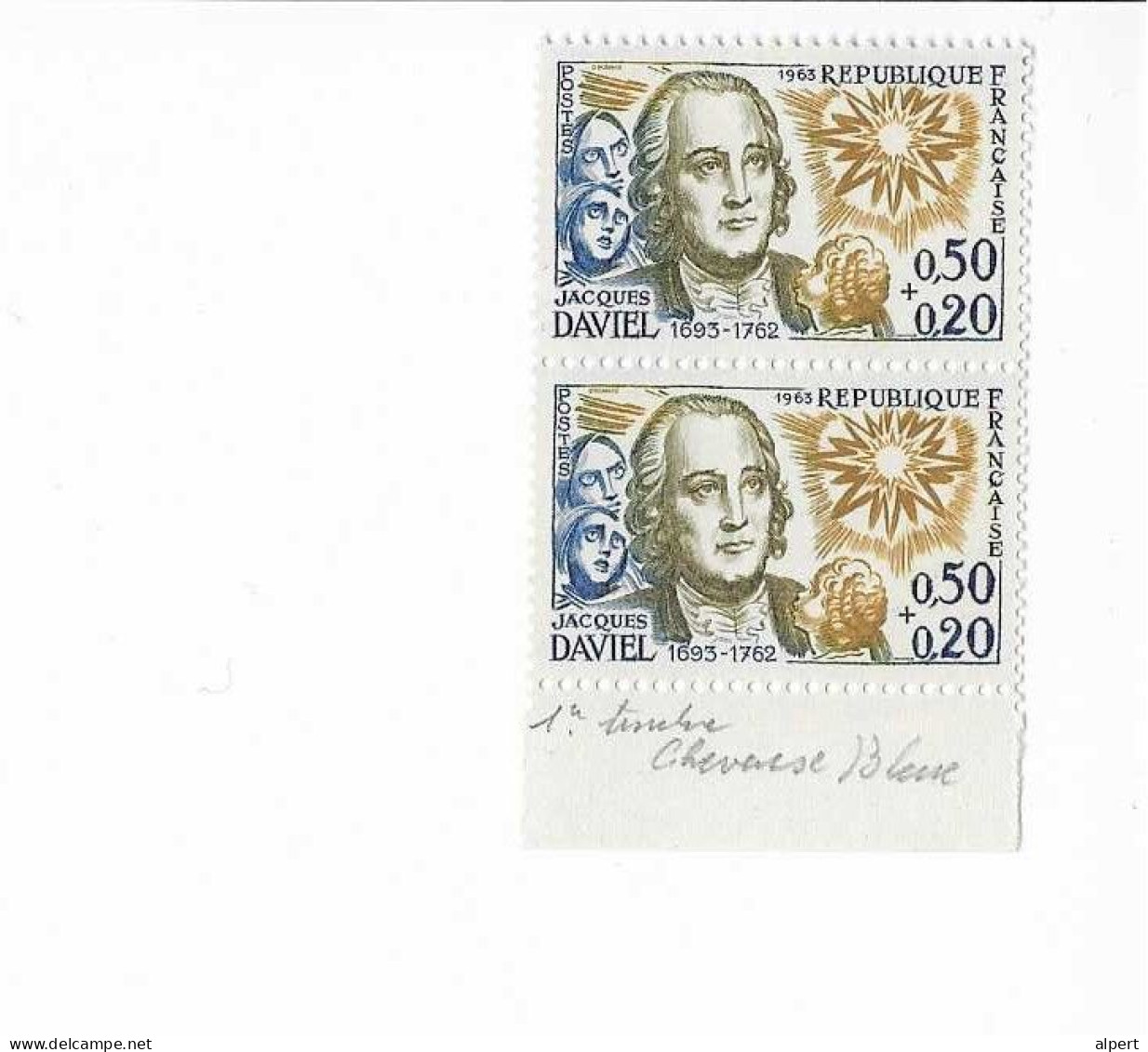 1374 Cheveux Bleus 1 Er Timbre Tenant à Normal Paire Verticale - Unused Stamps