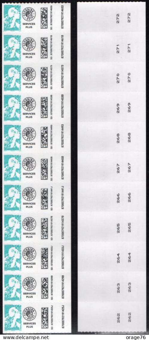 1 BANDE DE 11 ROULETTES ADHÉSIVES LETTRE SERVICE PLUS MARIANNE DE L'AVENIR - Unused Stamps