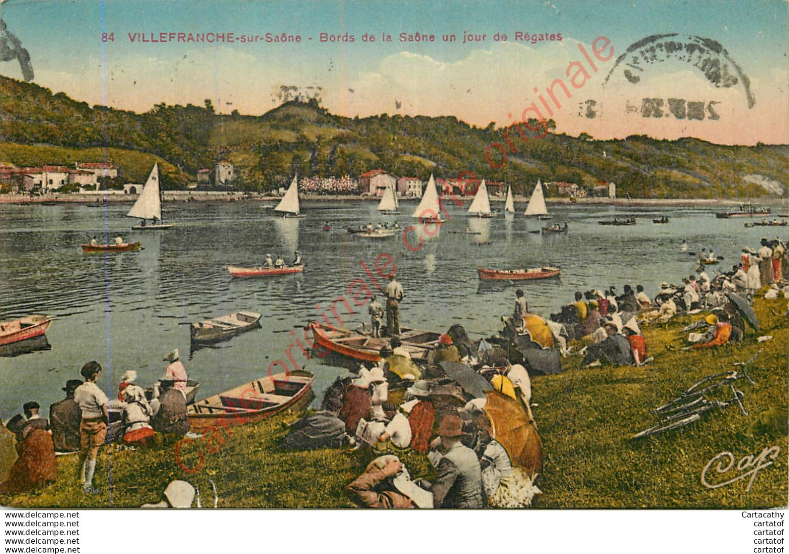 69.  VILLEFRANCHE SUR SAONE .  Bords De La Saône Un Jour De Régates .  CPA Animée Colorisée . - Villefranche-sur-Saone