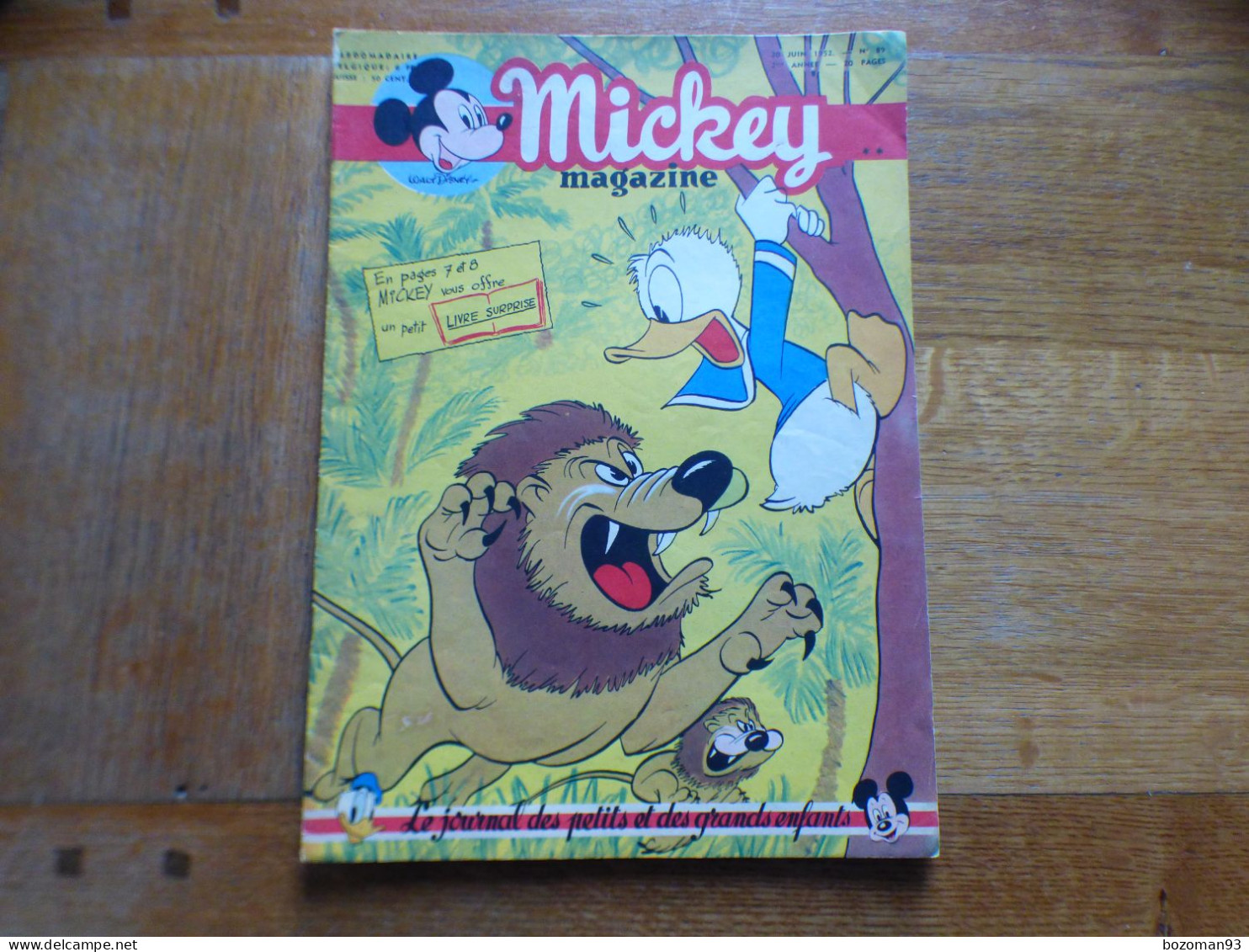 JOURNAL MICKEY BELGE  N° 89  Du 20/06/1952 COVER DONALD + MINI LIVRE MICKEY SURPRISE - Journal De Mickey