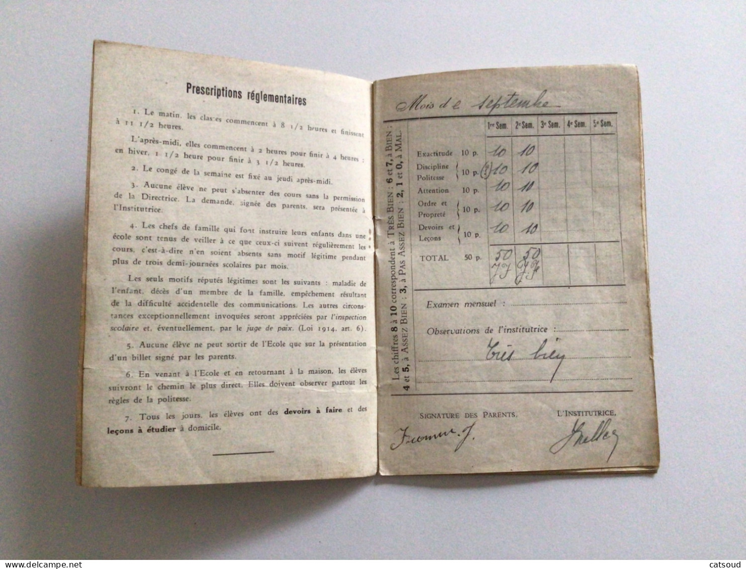Ancien Document Commercial (1938-1939) Verviers Livret De Classe École Notre-Dame Guillemine FROMM - Diplome Und Schulzeugnisse