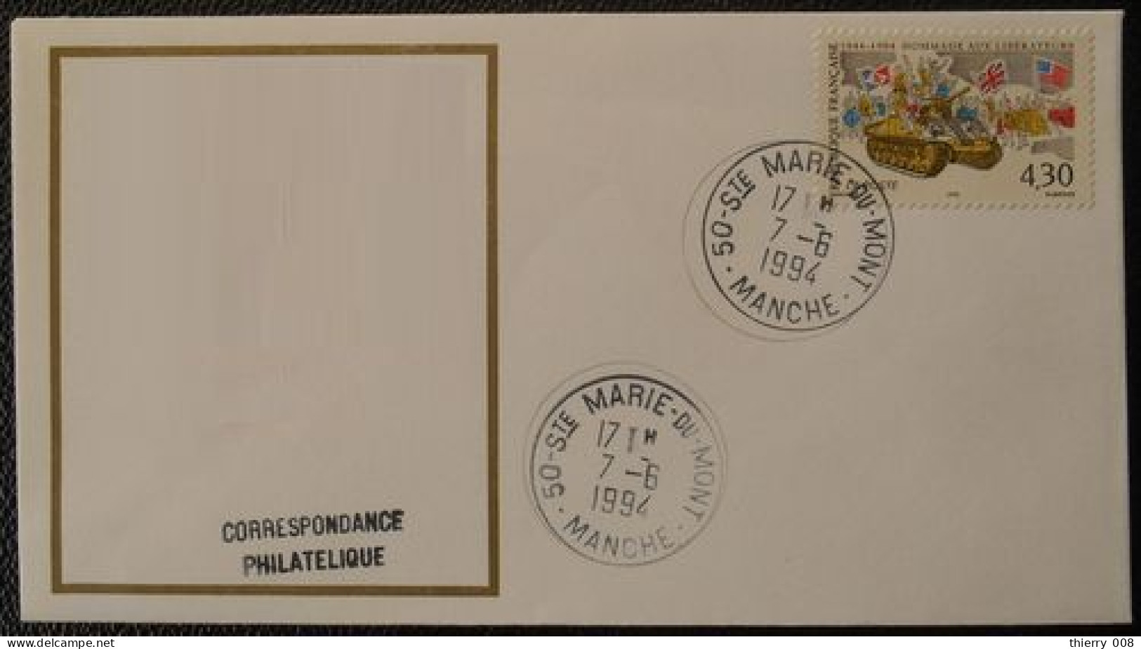 S117 Cachet Temporaire Sainte Marie Du Mont 50 Manche Débarquement 7 Juin 1994 - Bolli Manuali