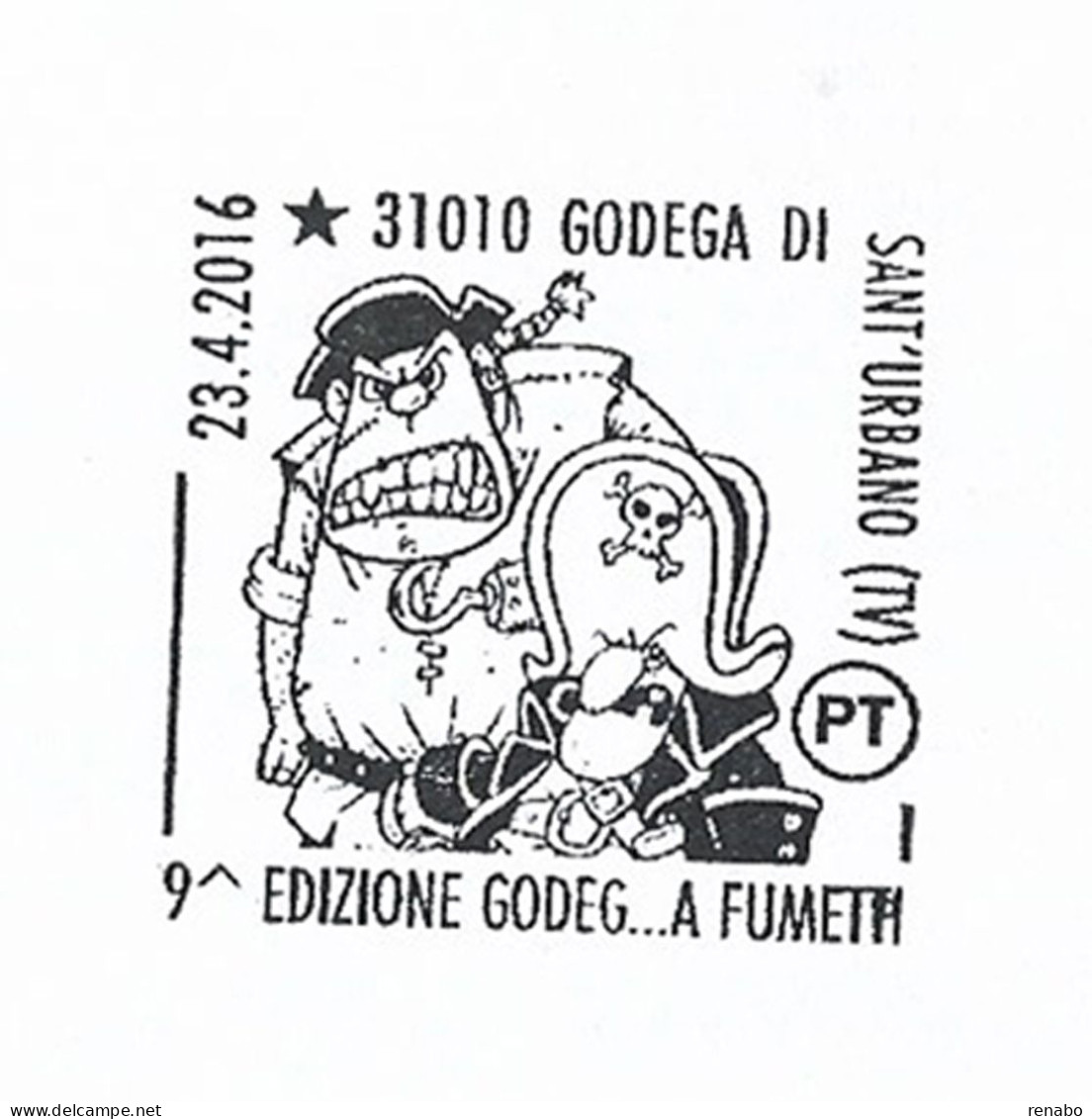 Italia 2016; “9° Godeg … A Fumetti”, WWF Panda Gigante, Terzina Affranca Posta1; Bordo Superiore Con Angolo. - 2011-20: Poststempel