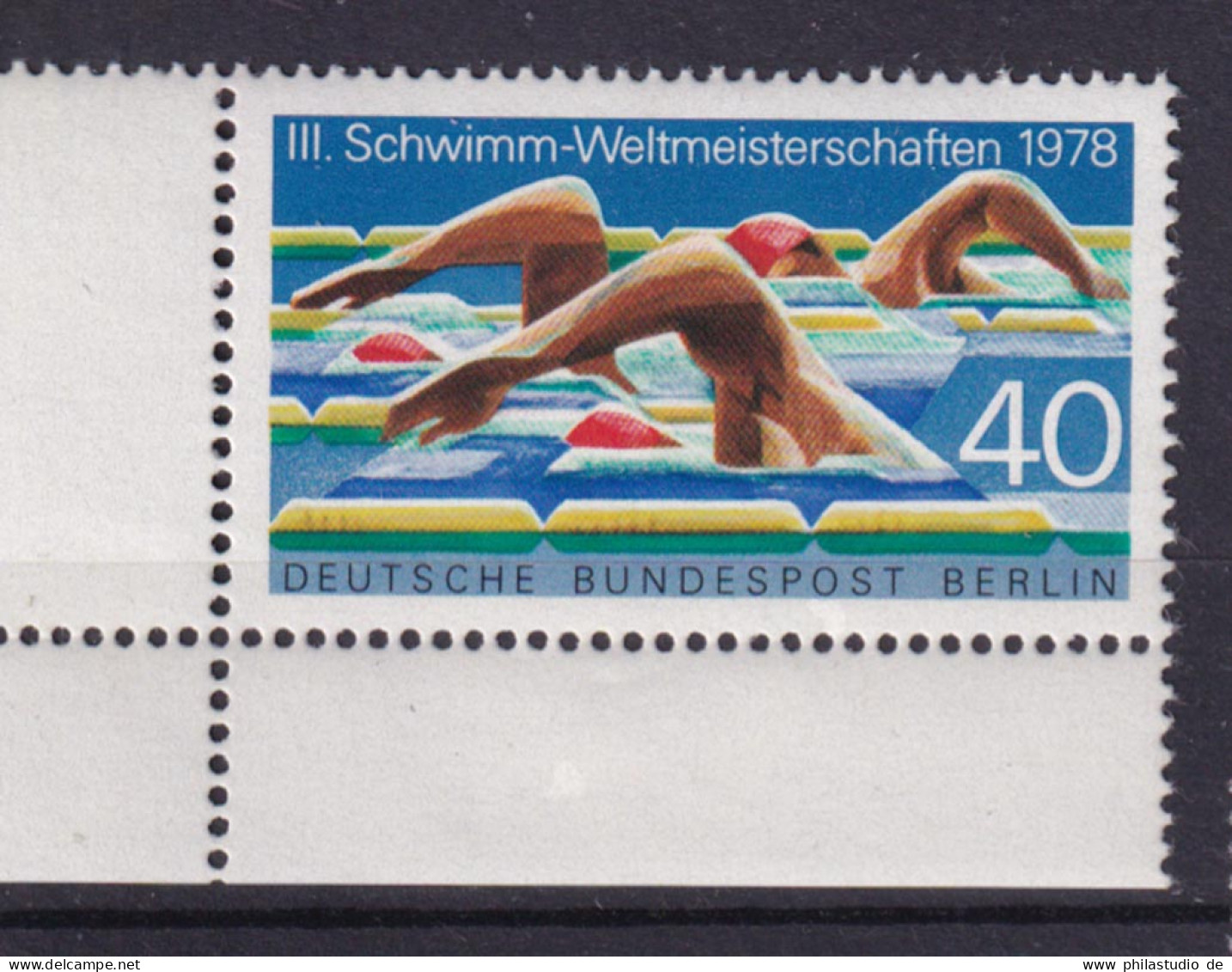 Berlin 571 Eckrand Links Unten Schwimm-Weltmeisterschaft 40 Pf Postfrisch - Other & Unclassified