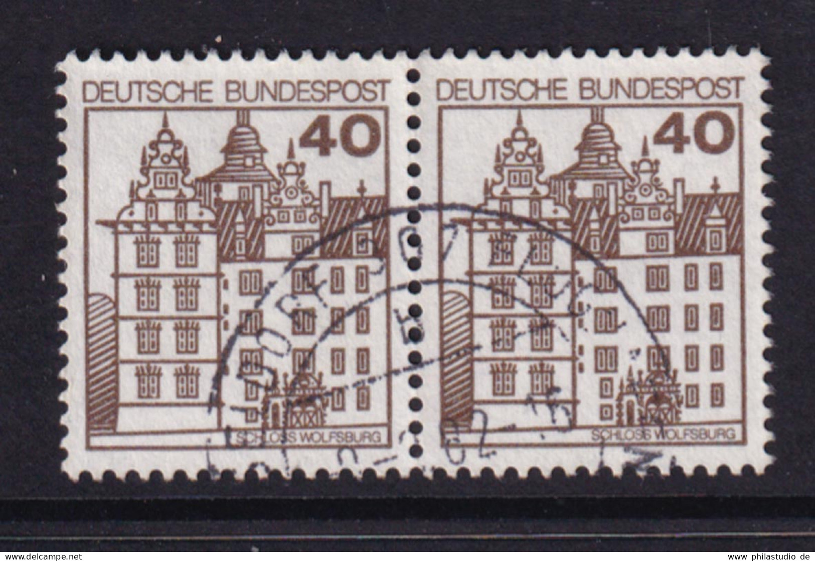 Bund 1037 Waagerechtes Paar Burgen+Schlösser 40 Pf Gestempelt - Altri & Non Classificati