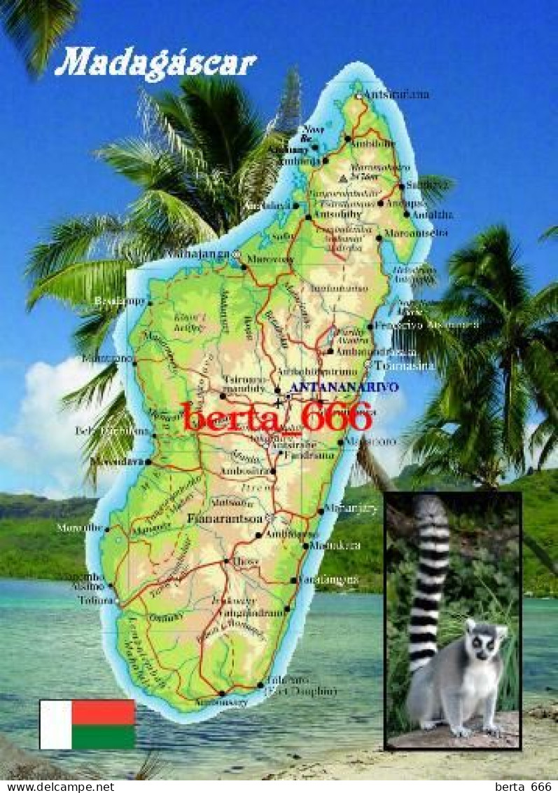 Madagascar Country Map New Postcard * Carte Geographique * Landkarte - Madagaskar