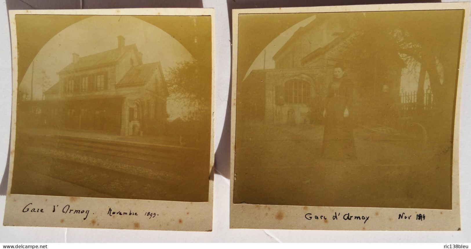 2 Photographies Originales GARE D'ORMOY-VILLERS OISE 1899 Chemins De Fer Train - Trenes