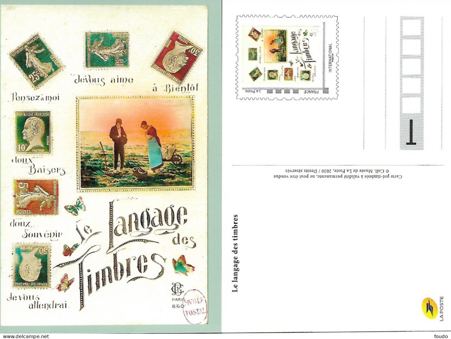 FRANCE CARTE POSTALE International LE LANGAGE DES TIMBRES** - Cartoline-lettere