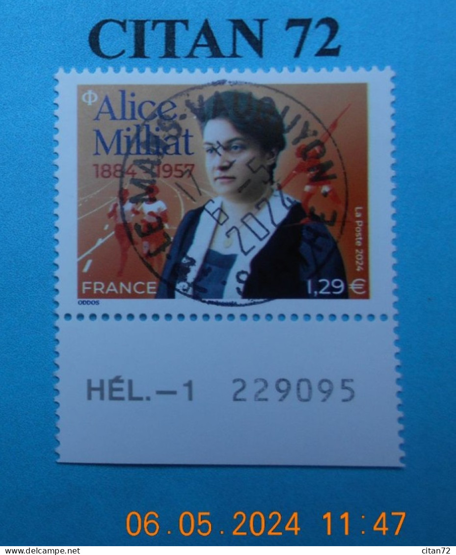 FRANCE 2024    ALICE  MILLIAT   ( 1884 - 1957 )    NEUF  OBLITERE  NUMEROTE - Oblitérés