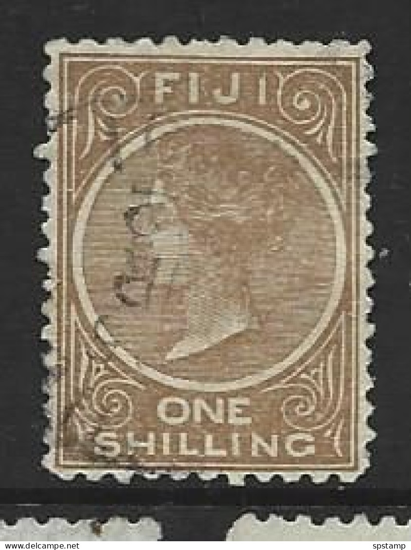 Fiji 1878 - 1890 1/- Yellow Brown QV FU , Commercial Cancel - Fidschi-Inseln (...-1970)