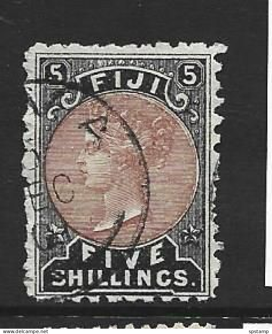 Fiji 1878 - 1890 5/- QV Reprint FU , Remainder Dec 00 Cancel - Fiji (...-1970)