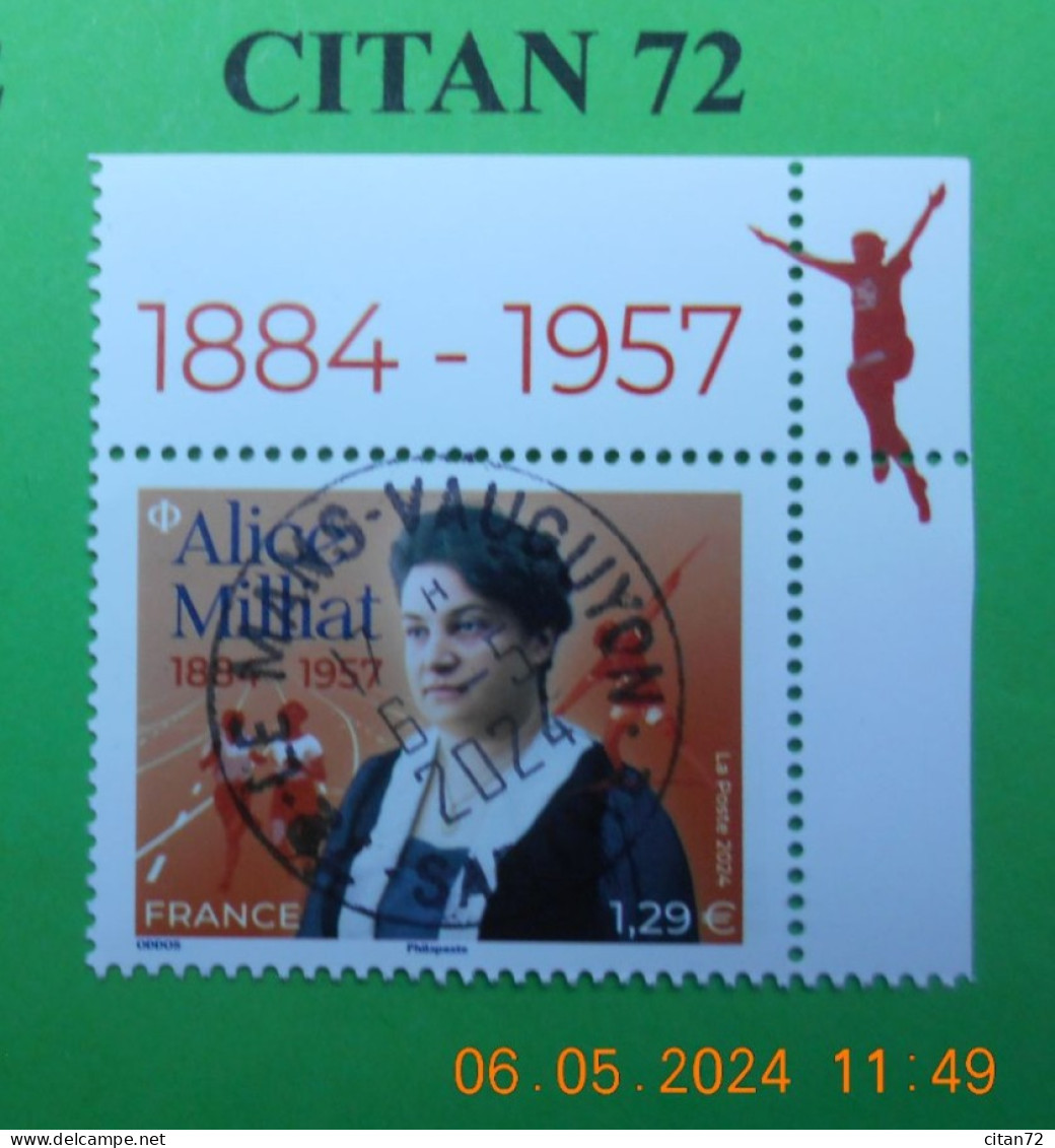 FRANCE 2024    ALICE  MILLIAT   ( 1884 - 1957 )    NEUF  OBLITERE  COIN DE FEUILLE - Gebraucht