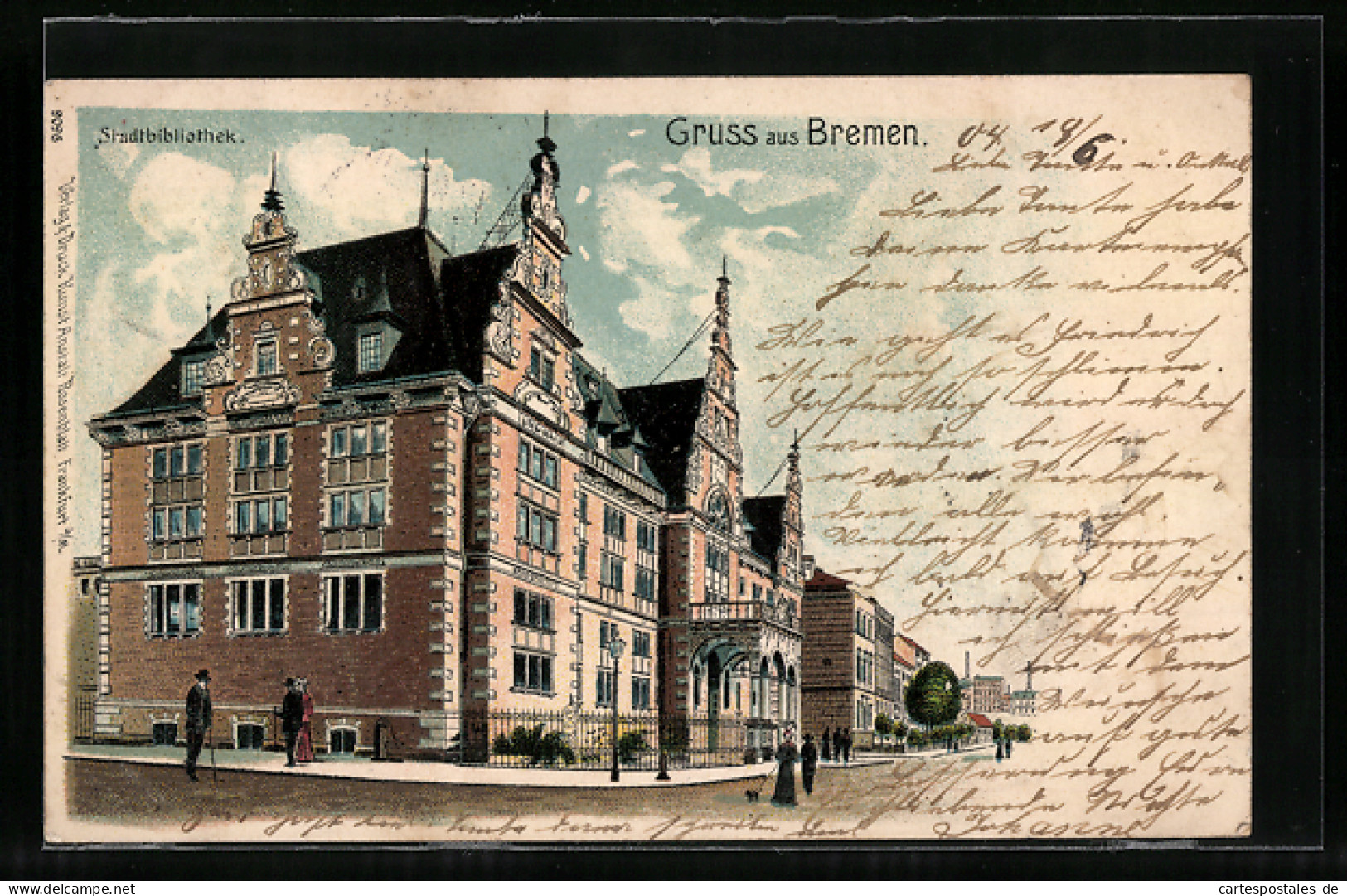 Lithographie Bremen, Ansicht Der Stadtbibliothek  - Bremen