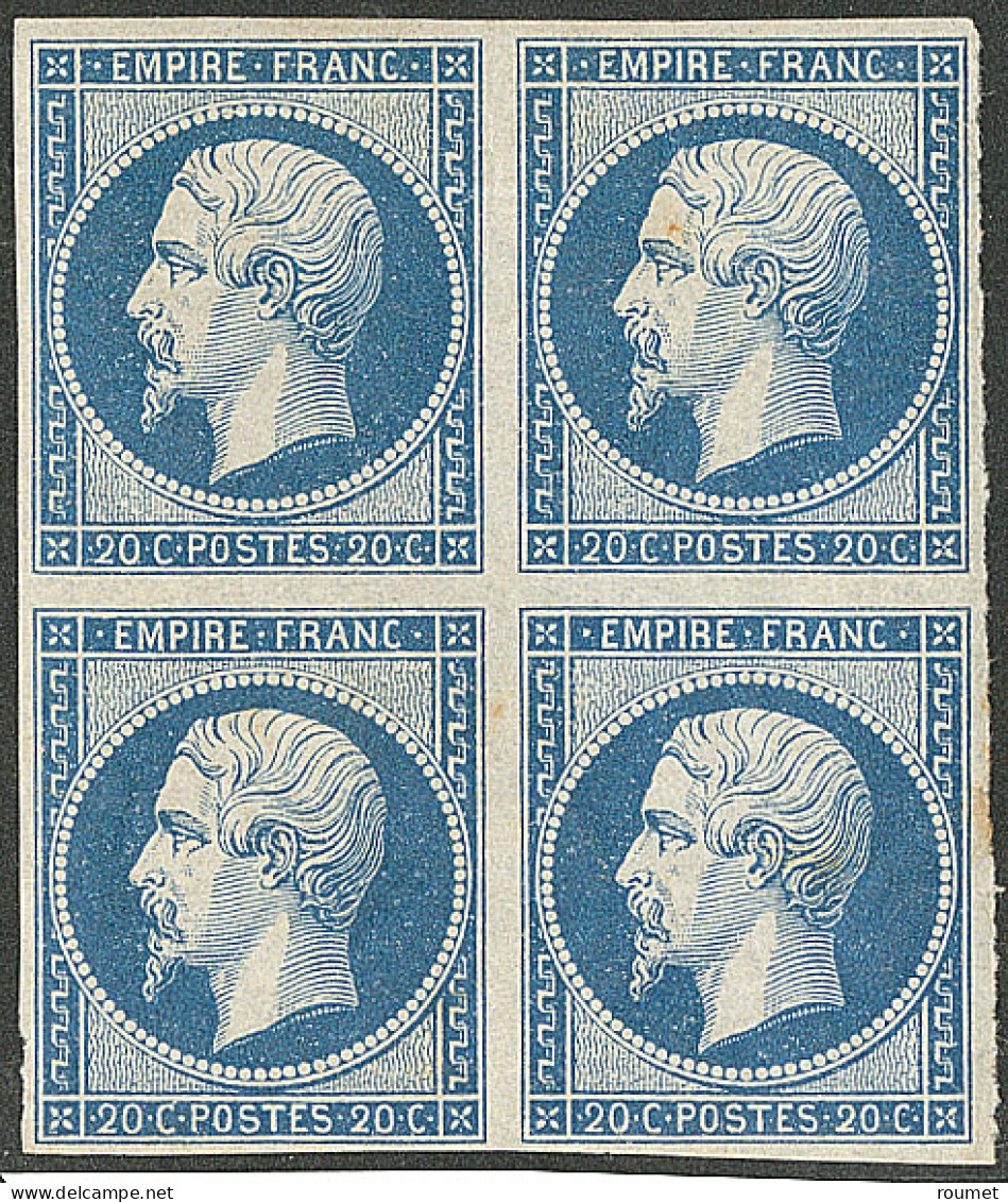 **  No 14Aa, Bleu Foncé Type I, Bloc De Quatre, Superbe - 1853-1860 Napoléon III.
