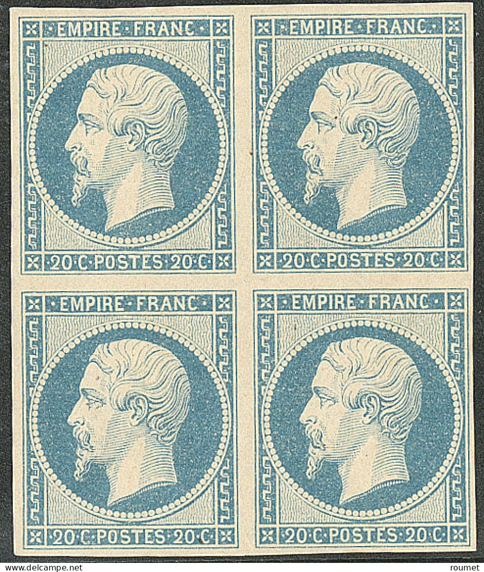 **  No 14Af, Bleu Laiteux, Bloc De Quatre, Très Frais. - TB - 1853-1860 Napoléon III.