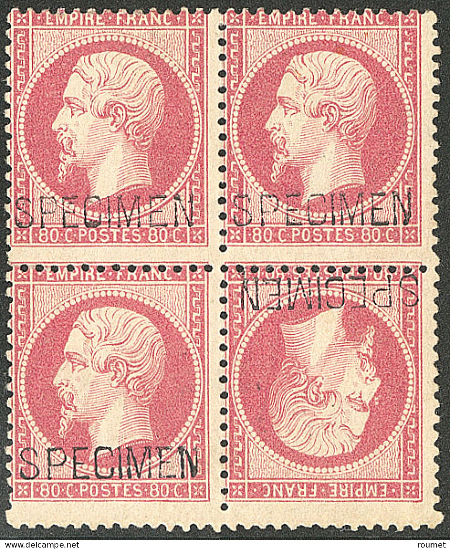 * Specimen. Tête-bêche. No 24ba, Bloc De Quatre, Jolie Pièce. - TB. - RRR (6 Ex Connus) - 1862 Napoleon III