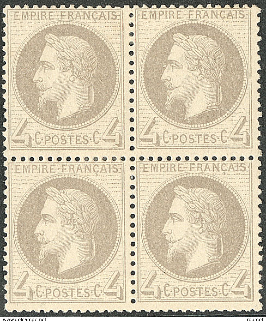 * No 27B, Gris Type II, Bloc De Quatre, Très Frais. - TB - 1863-1870 Napoleon III With Laurels