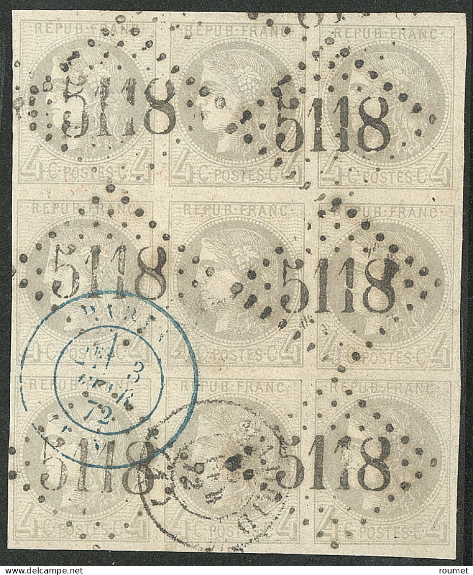 Yokohama. No 41B, Bloc De Neuf (le Plus Grand Bloc Connu) Obl Gc 5118 + Cad Madrid Et Paris Etranger 3 Fév 72, Pli Horiz - 1870 Bordeaux Printing