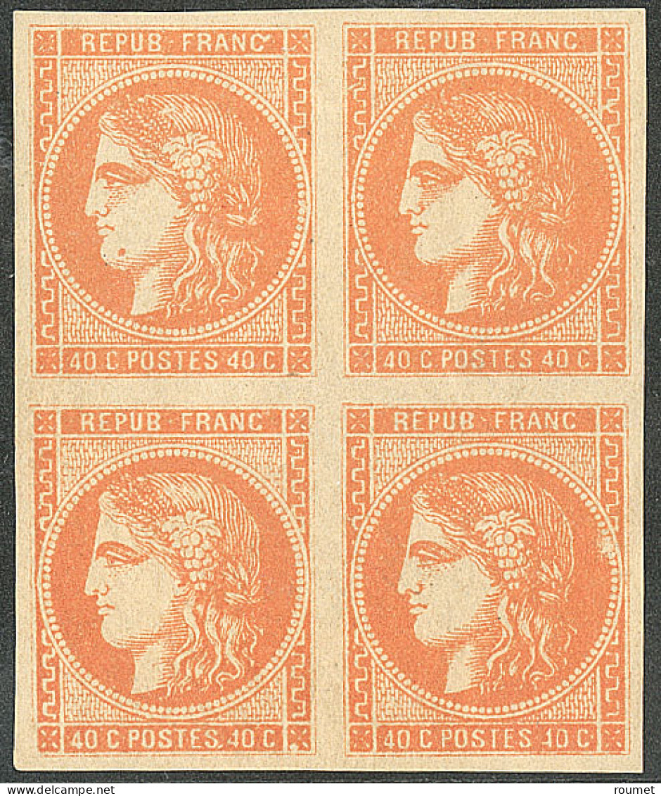 * No 48, Orange, Bloc De Quatre. - TB - 1870 Ausgabe Bordeaux