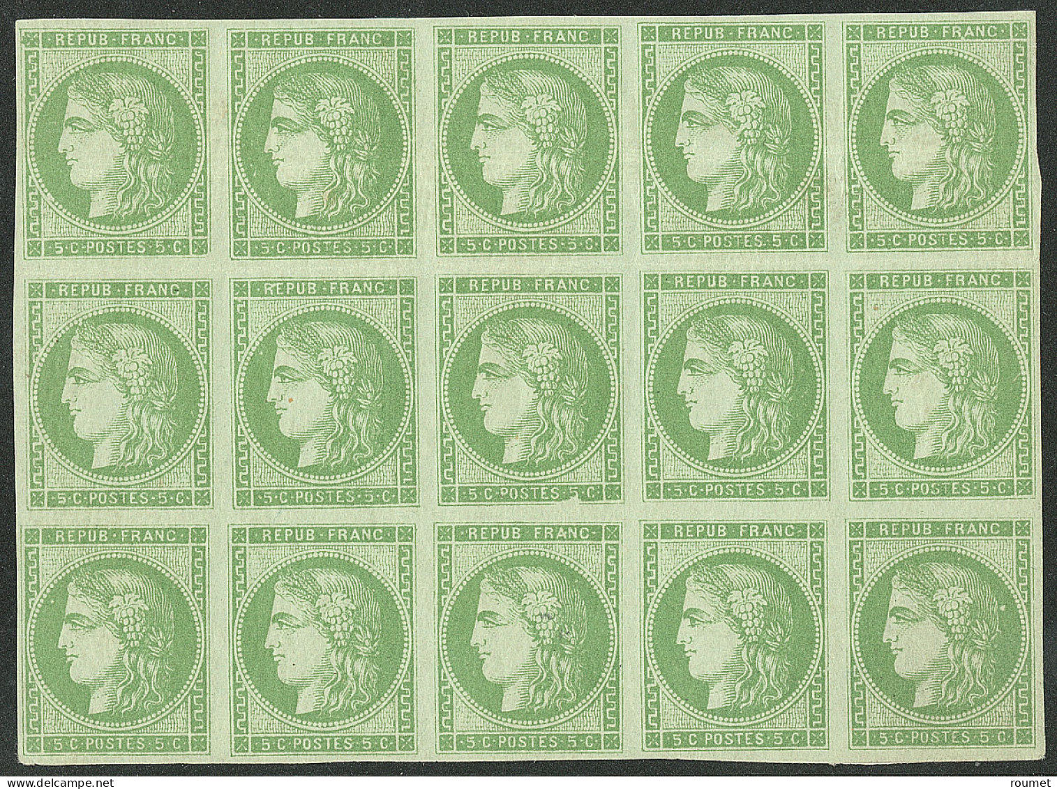 **  Bloc Report De 15 Ex. Report I. No 42A, Bloc De Quinze (4 Ex *), Pli Horizontal Sur 5 Ex Mais Pièce Superbe Et Uniqu - 1870 Bordeaux Printing