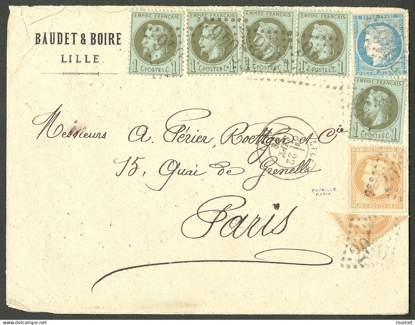 Afft Tricolore, 2 émissions. Nos 28B Coupé En Diagonale + 28B Composé De 2 1/2 Timbres + 19(5) + 37, Obl Gc 2046, Sur En - 1863-1870 Napoleon III With Laurels