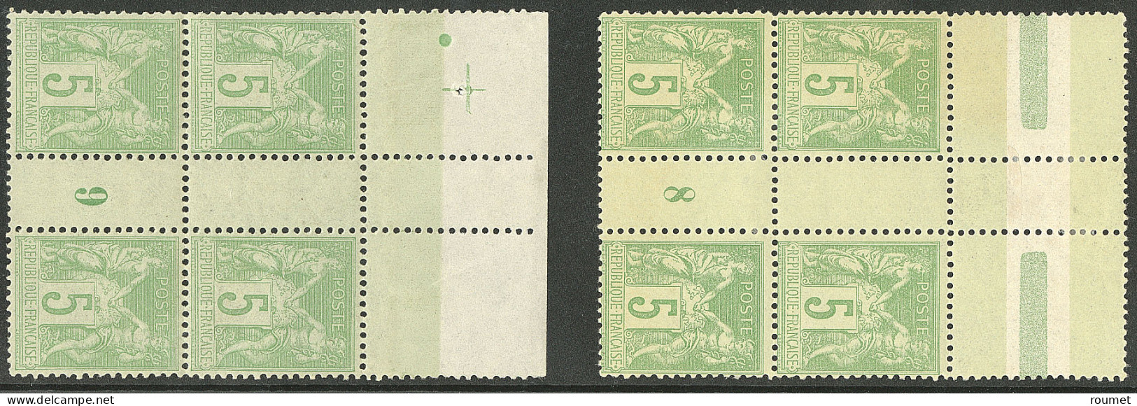 **  Nos 102 Bloc De Quatre Mill. 9 Bdf, 106 Bloc De Quatre Mill. 8 * Bdf. - TB - 1876-1878 Sage (Type I)