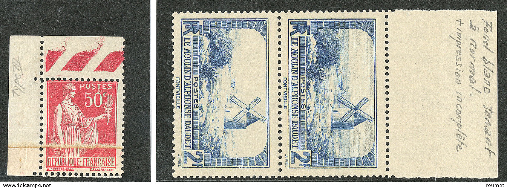 **  Variétés. Nos 283f Cdf, 311a En Paire Avec Normal Bdf. - TB - Other & Unclassified