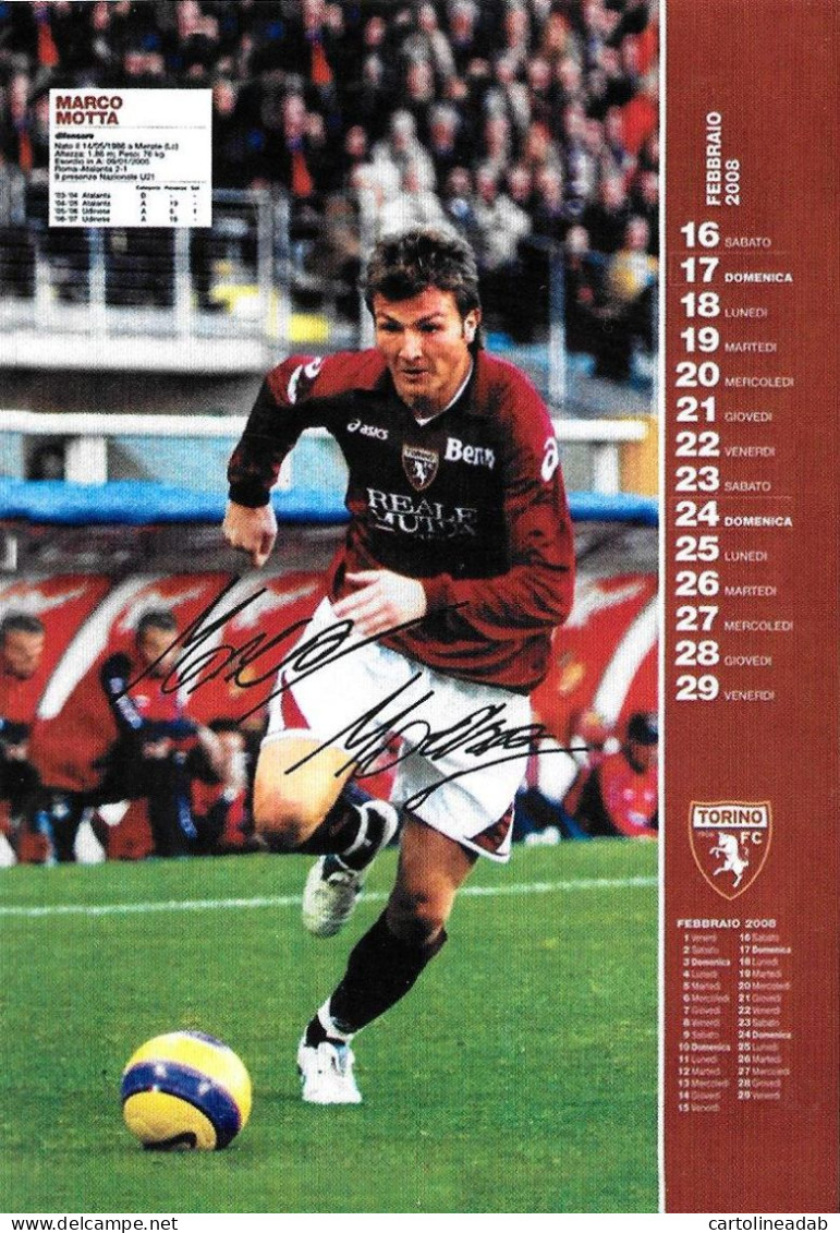 [MD9629] CPM - TORINO CALENDARIO UFFICIALE - FEBBRAIO 2008 - MARCO MOTTA - PERFETTA - Non Viaggiata - Football