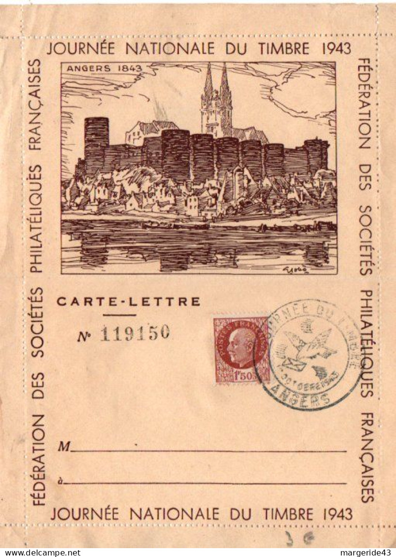 JOURNEE DU TIMBRE 1943 ANGERS - Commemorative Postmarks