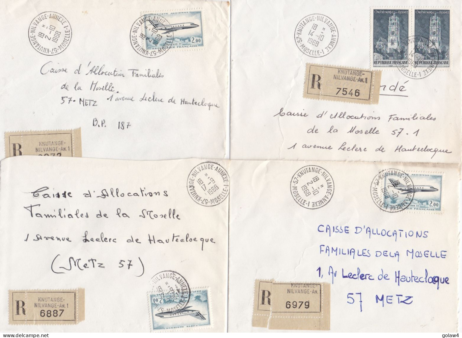 37005# LOT 14 LETTRES FRANCHISE PARTIELLE RECOMMANDE Obl KNUTANGE NILVANGE ANNEXE 1  KONACKER MOSELLE 1967 1968 METZ 57 - Brieven En Documenten