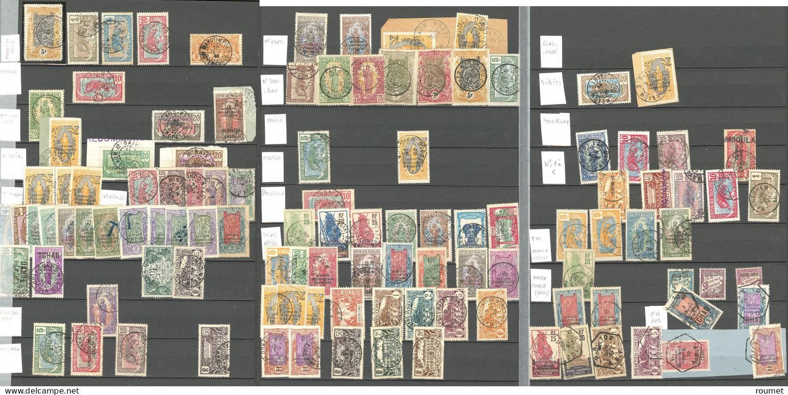 Collection. 1907-1933 (Poste, Taxe), Obl Choisies Sur Timbres Du Congo, Gabon Ou Tchad, Entre Betou Et PK102. - TB - Sonstige & Ohne Zuordnung