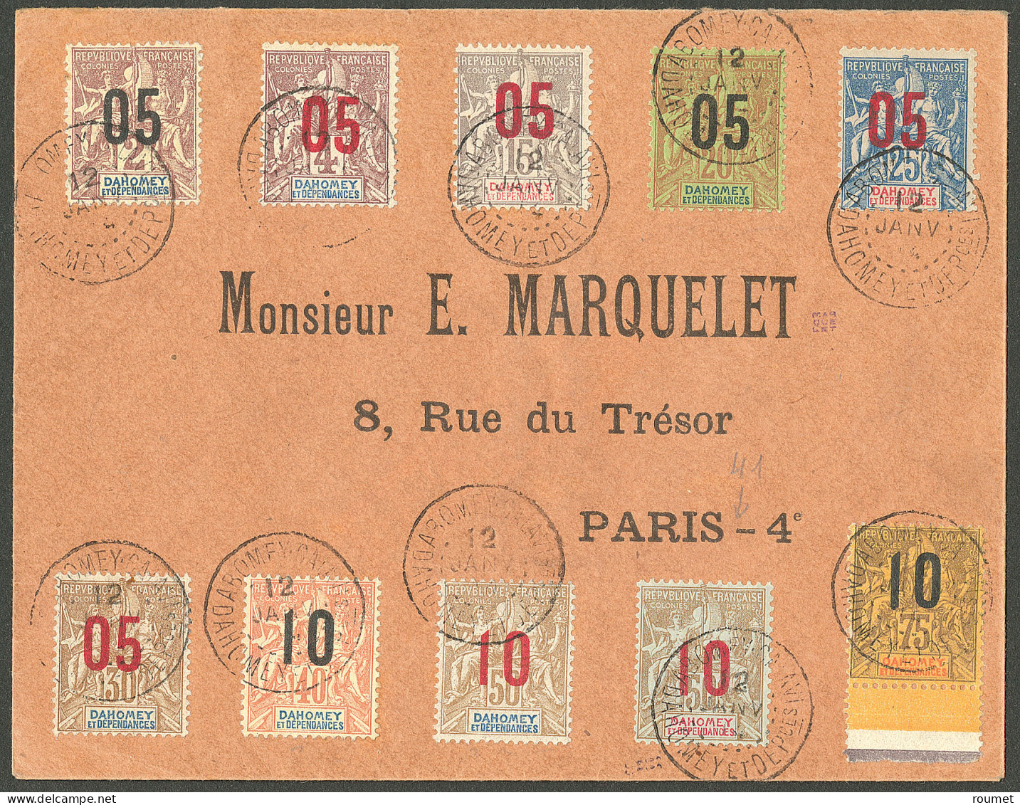 Lettre Cad "Abomeycalavi" Janv 1914 Sur N°33 à 42 Sur Enveloppe Pour Paris. - TB. - R - Andere & Zonder Classificatie