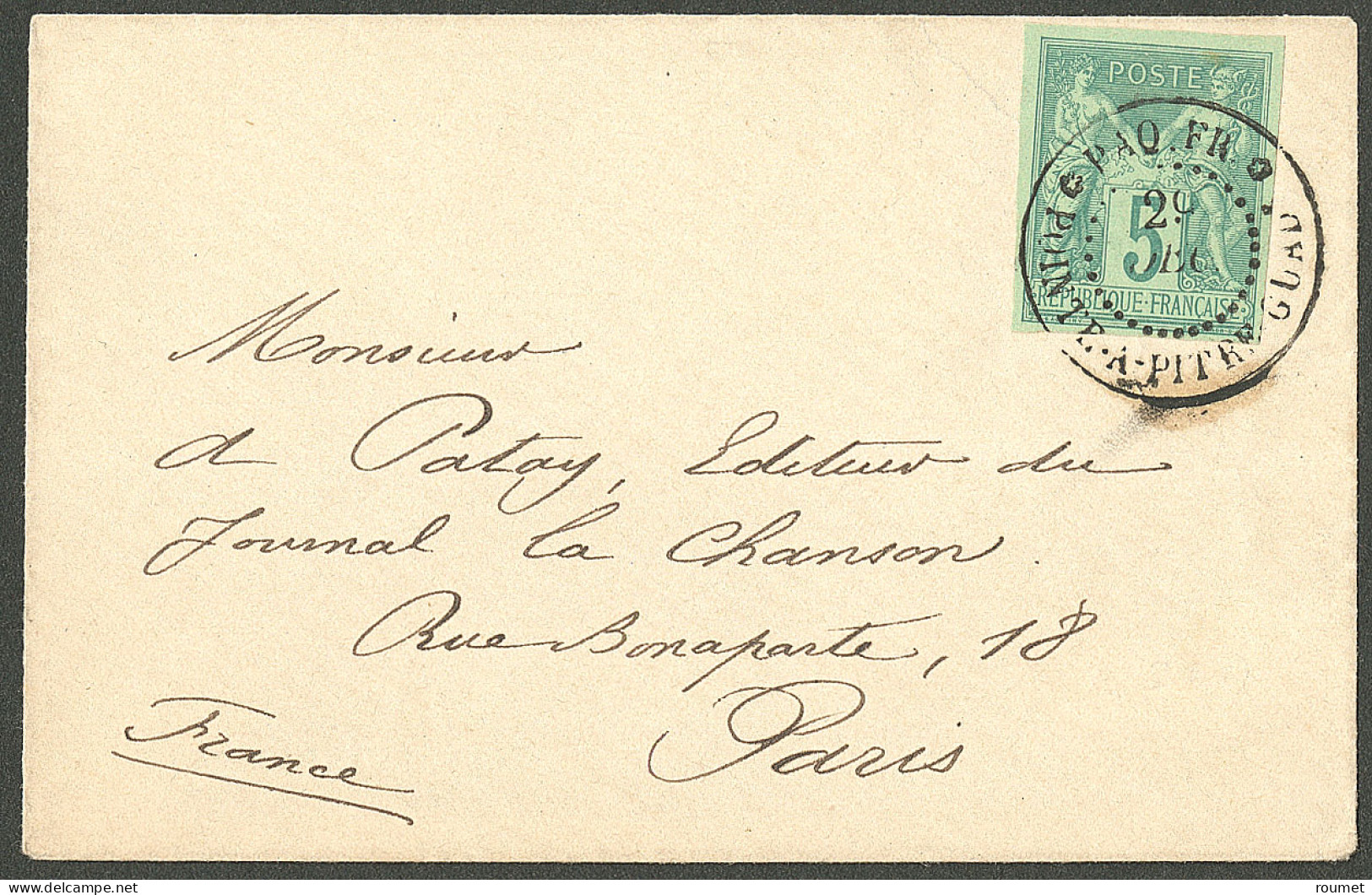 Lettre Cad "Paq Fr/Pointe-à-Pitre Guad" Sur CG N°31 Sur Enveloppe Carte De Visite Pour Paris. - TB - Otros & Sin Clasificación