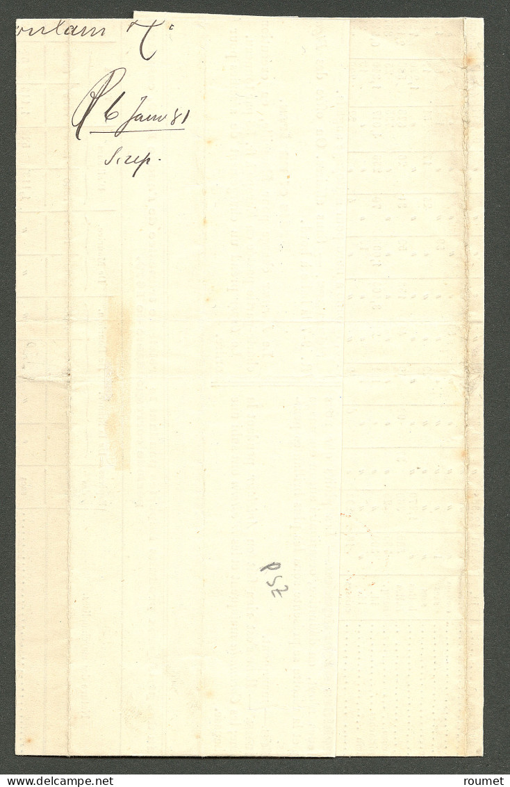 Lettre Cad Bleu "Inde/Pondichéry. CG No 17 Sur Imprimé Complet Pour Bordeaux, 1880. TB. - R. - Andere & Zonder Classificatie