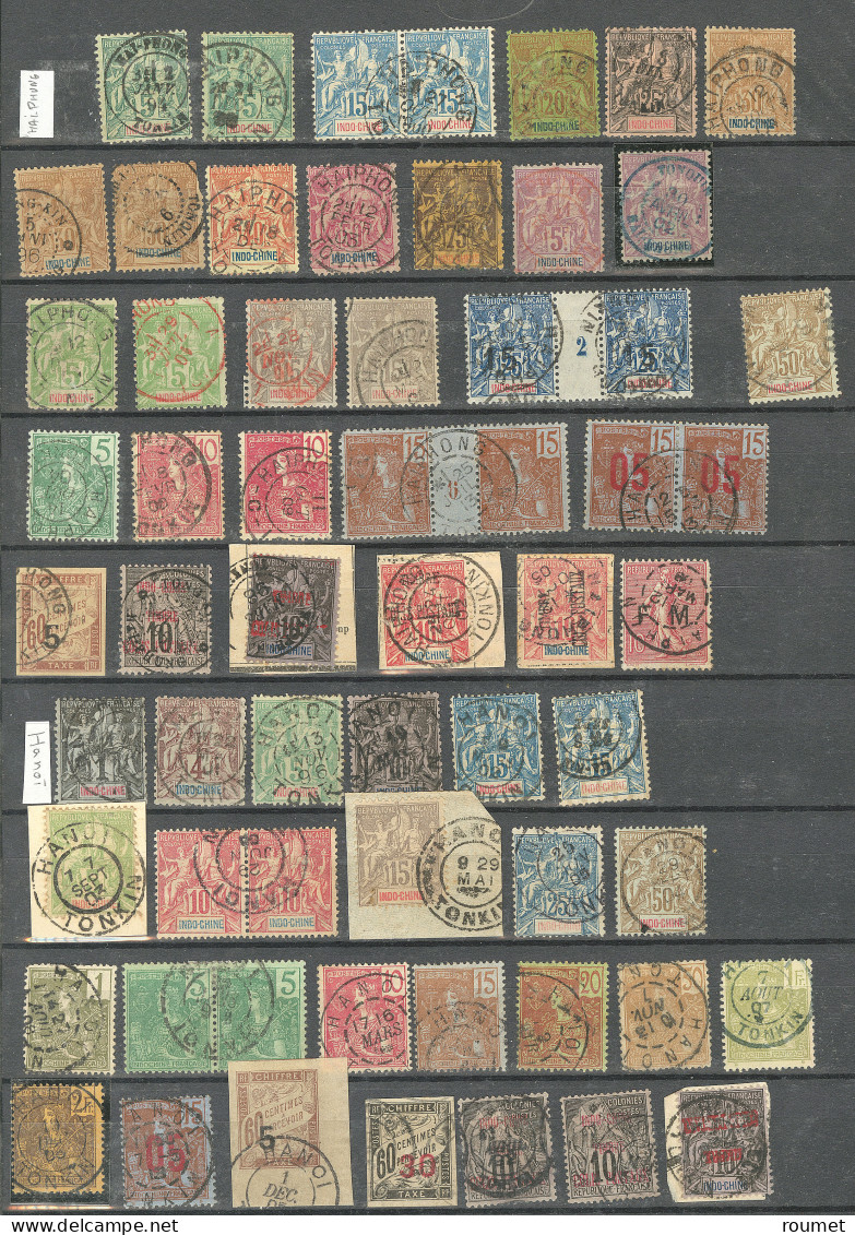 Hanoï Et Haïphong. Lot 1892-1912 (Poste, Taxe, CPx), Obl Choisies Dont Doubles. - TB - Sonstige & Ohne Zuordnung