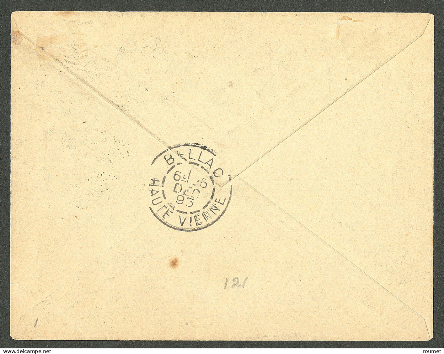 Lettre Cad "Majunga/Pondichery". No 14 + France 75 (2) Sur Enveloppe Du Corps Expéditionnaire De Madagascar Pour Bellac, - Other & Unclassified