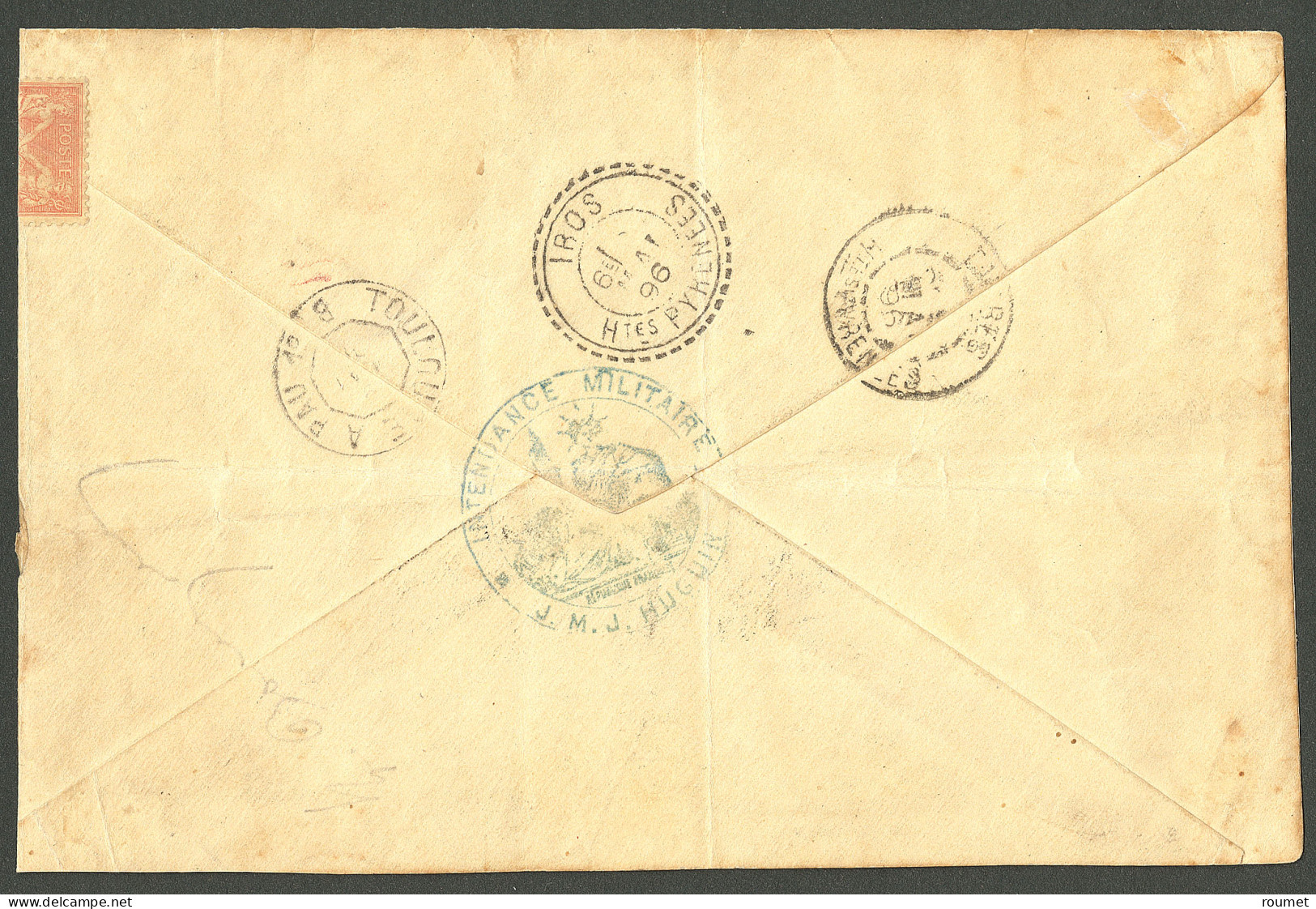 Lettre Ellipse. N°24 Paire Verticale (pd) + France 94 (collé à Cheval), Obl Cad "1/Tor Et Pes Aux Armées 1/Madagascar" S - Sonstige & Ohne Zuordnung