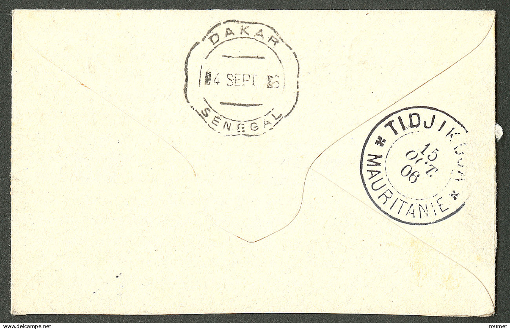 Lettre Taxe. Cad "Tidjikdja", Sur N°5 Sur Enveloppe De Dakar, 1906. - TB. - R - Autres & Non Classés