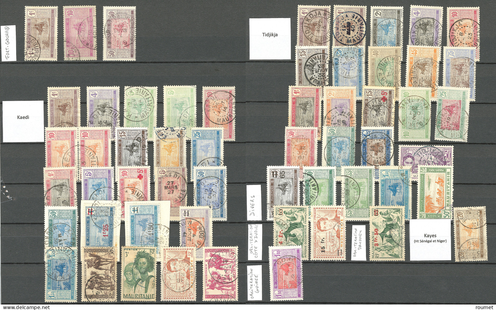 Collection. 1913-1944 (Poste, Etc.), Obl Choisies De Petits Bureaux Entre Akjoujt Et Tidjikja. - TB - Other & Unclassified