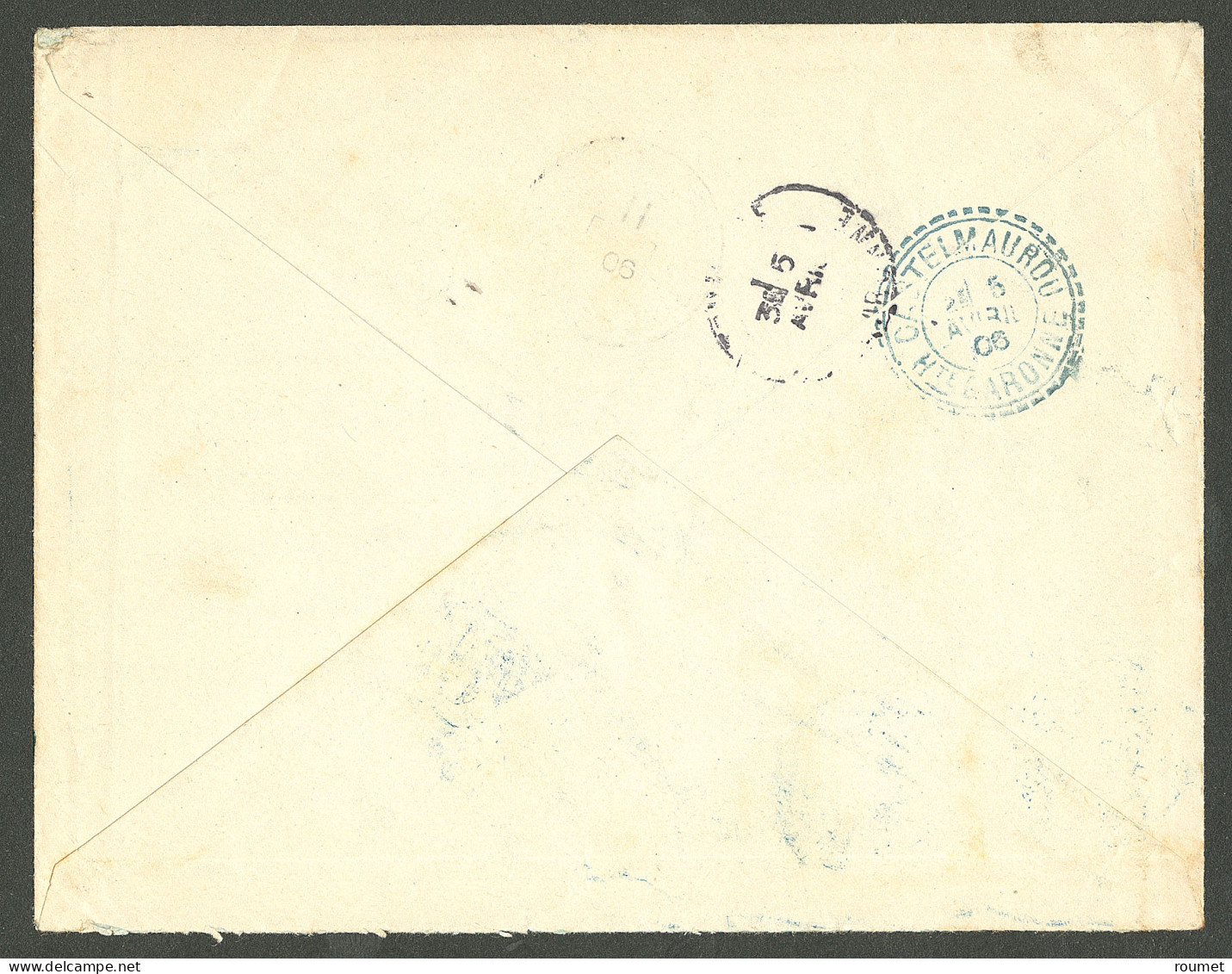 Lettre Cad "Nlle Calédonie/Kouaoua". Nos 45 + 61 Paire  Sur Enveloppe Recommandée Pour Castelmaurou, 1906. - TB. - R - Other & Unclassified